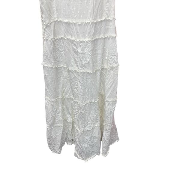 Anthropologie White Embroidered Tiered Midi Dress Halter Neck US 14 - Picture 7 of 15